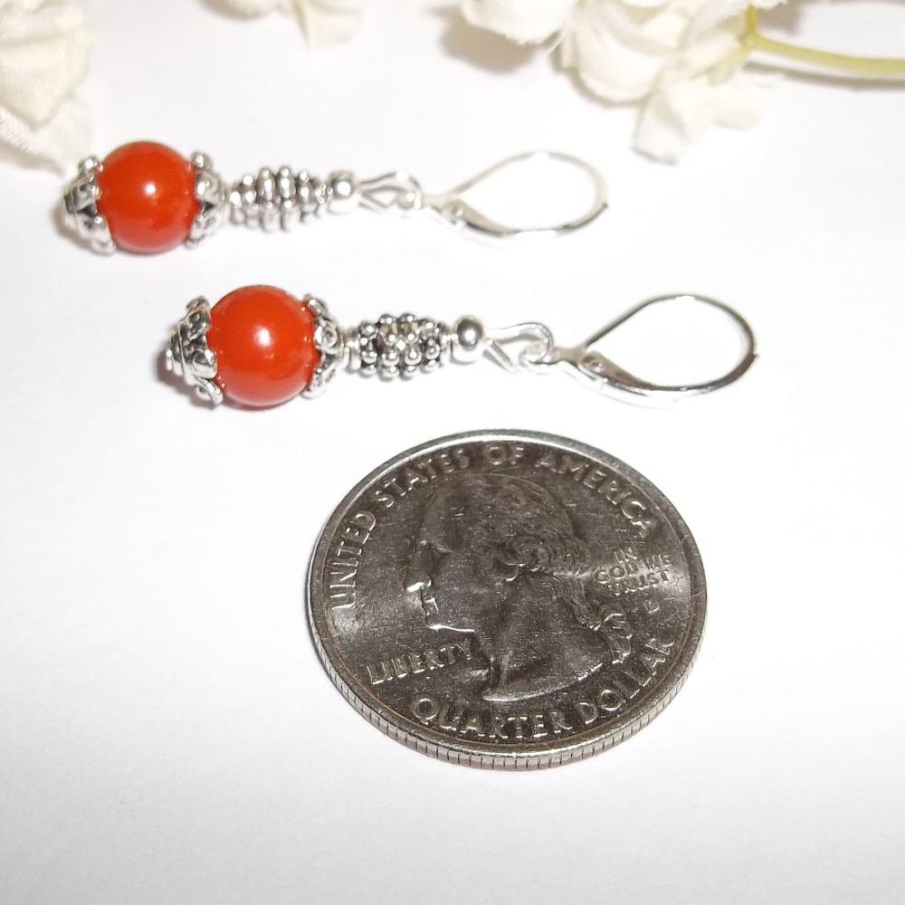 Earring Set Burnt Orange Beaded NWT Handmade 4621 - Picture 6 of 6